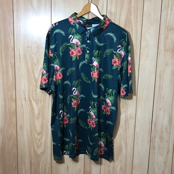 Yatta Flamingo Collared Short Sleeve Polo Golf Shirt XL - Picture 1 of 6